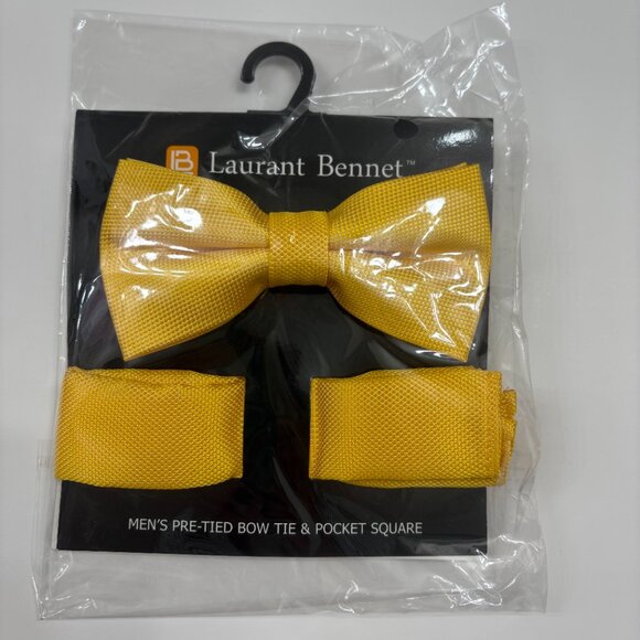 Bow Tie and Pocket Square/ Hanky Set - Gold / Yellow - NWT - Picture 2 of 4